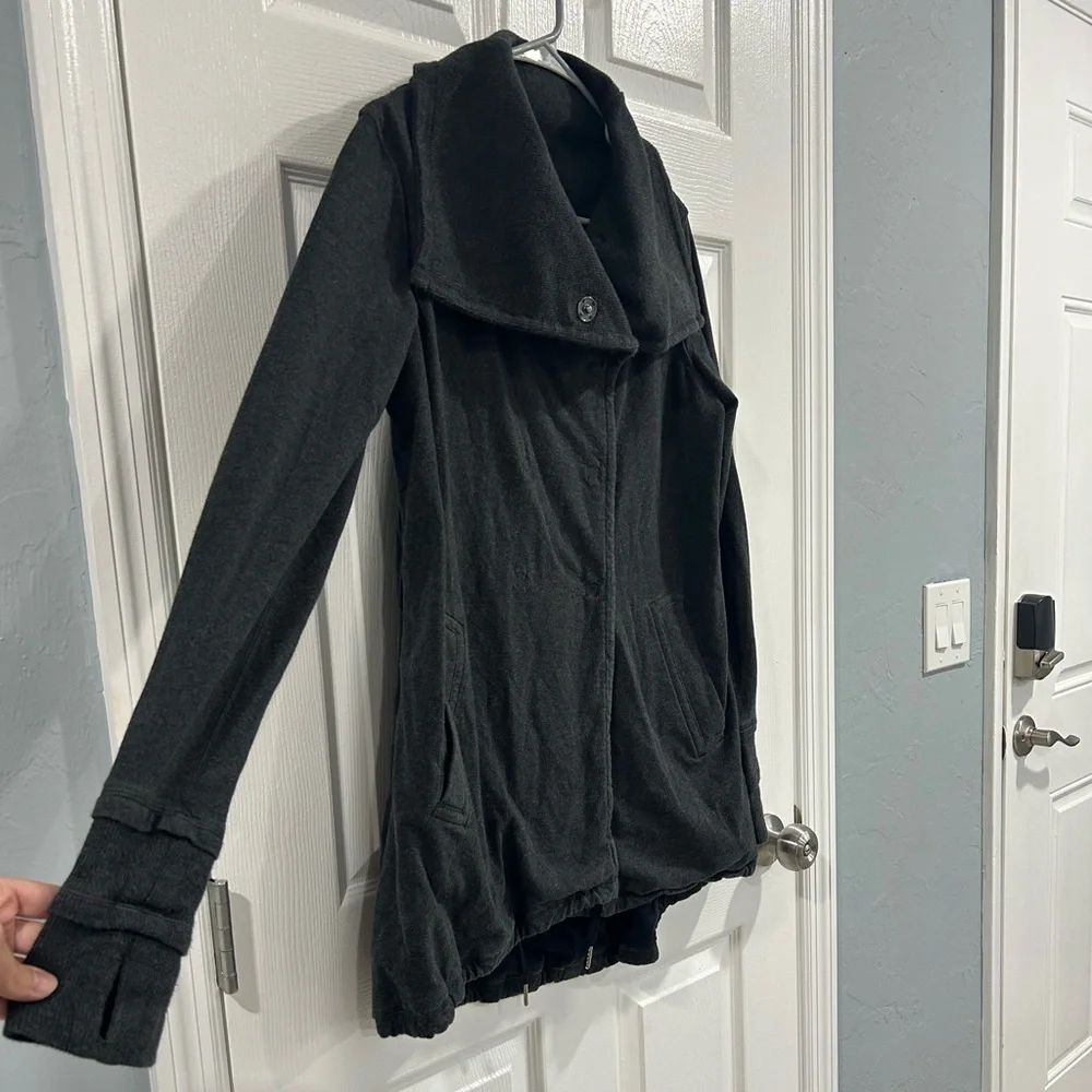 Lululemon Gratitude Wrap Double Breasted Jacket Pea Coat Charcoal Gray Size 8